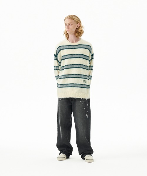 MAHAGRID(マハグリッド)の「『mahagrid/マハグリッド』 HAIRY STRIPE KNIT SWEATER/ヘアリーボーダー ニットシャツ(ニット/セーター・レディース・ネイビー/アイボリー/ボルドー・L/M)」の7枚目の写真