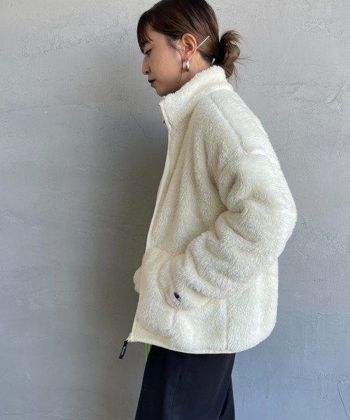 【Champion／チャンピオン】ジップアップフリース ボアブルゾン・Mホワイト WEB先行予約】[Champion/チャンピオン] ボアフリース ジップ