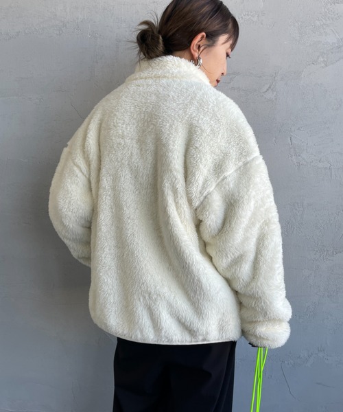 【Champion／チャンピオン】ジップアップフリース ボアブルゾン・Mホワイト Champion - 【Champion／チャンピオン】ジップアップフリース