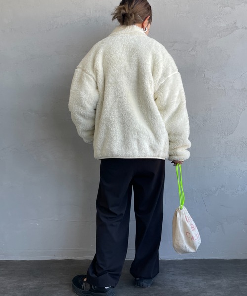 【Champion／チャンピオン】ジップアップフリース ボアブルゾン・Mホワイト Champion - 【Champion／チャンピオン】ジップアップフリース