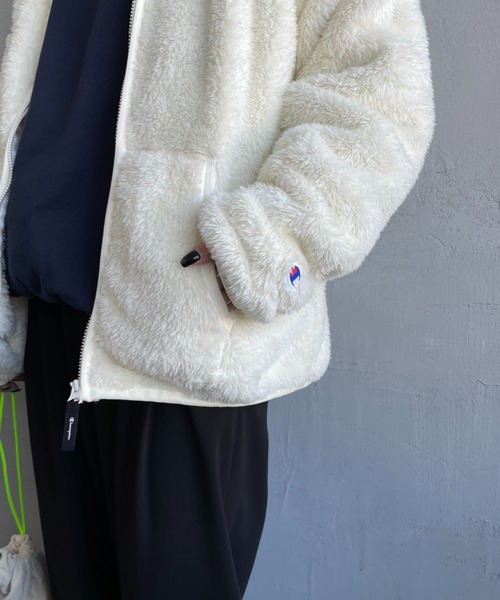 【Champion／チャンピオン】ジップアップフリース ボアブルゾン・Mホワイト WEB先行予約】[Champion/チャンピオン] ボアフリース ジップ