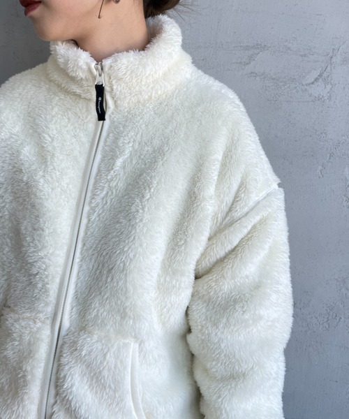 【Champion／チャンピオン】ジップアップフリース ボアブルゾン・Mホワイト Champion - 【Champion／チャンピオン】ジップアップフリース