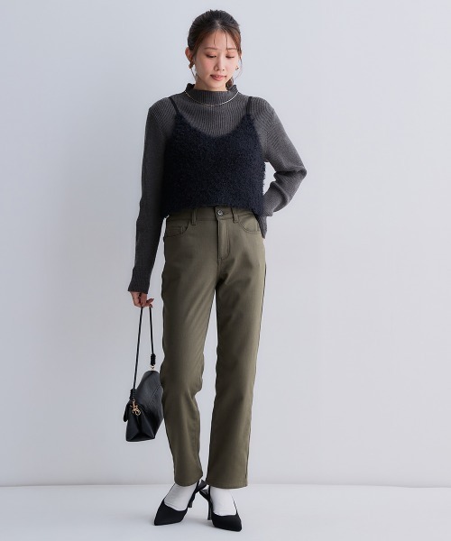 Petitjo（プッチージョ）の「小さいサイズ　裏フリースストレッチパンツ(スキニー・ストレート)　低身長さん・小柄女性（その他パンツ・レディース・グレー系/ブラック/カーキ/カーキ系1/ブラック系1・LL/PL2/PM2/PS2/PSS2/PSS1/PS1/PM1/PL1/LLP/PSS/PS/PM/PL）」の8枚目の写真