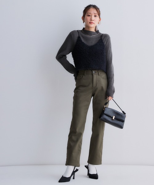 Petitjo（プッチージョ）の「小さいサイズ　裏フリースストレッチパンツ(スキニー・ストレート)　低身長さん・小柄女性（その他パンツ・レディース・グレー系/ブラック/カーキ/カーキ系1/ブラック系1・LL/PL2/PM2/PS2/PSS2/PSS1/PS1/PM1/PL1/LLP/PSS/PS/PM/PL）」の6枚目の写真