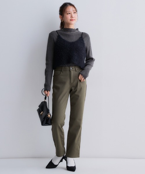 Petitjo（プッチージョ）の「小さいサイズ　裏フリースストレッチパンツ(スキニー・ストレート)　低身長さん・小柄女性（その他パンツ・レディース・グレー系/ブラック/カーキ/カーキ系1/ブラック系1・LL/PL2/PM2/PS2/PSS2/PSS1/PS1/PM1/PL1/LLP/PSS/PS/PM/PL）」の7枚目の写真