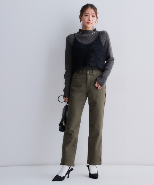 Petitjo（プッチージョ）の「小さいサイズ　裏フリースストレッチパンツ(スキニー・ストレート)　低身長さん・小柄女性（その他パンツ・レディース・グレー系/ブラック/カーキ/カーキ系1/ブラック系1・LL/PL2/PM2/PS2/PSS2/PSS1/PS1/PM1/PL1/LLP/PSS/PS/PM/PL）」の9枚目の写真