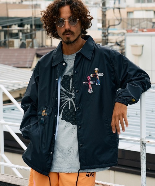 mj11231-ドリップスタークロスパッチ ナイロン コーチジャケット(614-09216)