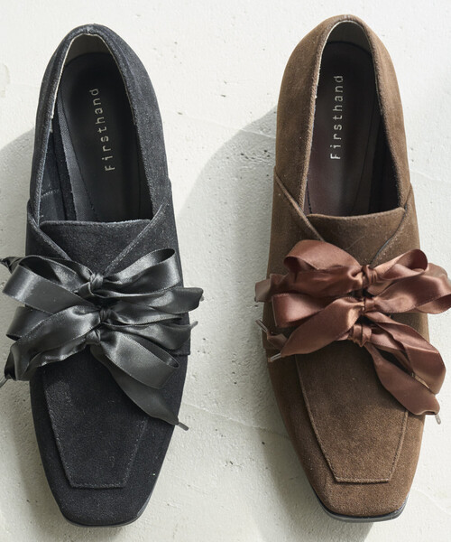 Firsthand（ファーストハンド）の「Firsthand/ファーストハンド スウェードライク リボン レースアップ シューズ (22.5～24.5cmサイズ展開)（パンプス・レディース・ブラウン/ブラック・SMALL/LARGE/MEDIUM）」の4枚目の写真