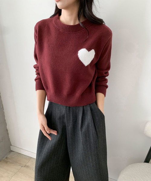 aimoha(アイモハ)の「ハートワンポイントふんわりニットプルオーバー (AW)(ニット/セーター・レディース・ブラウン/ワインレッド/ベージュ・FREE)」の22枚目の写真