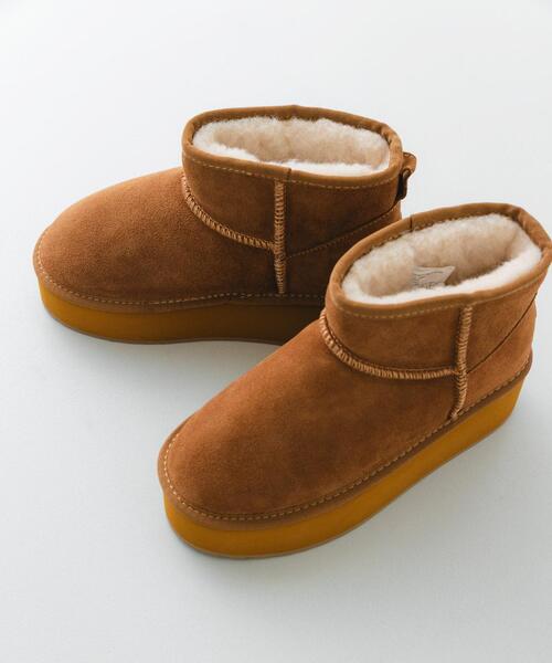 RODE SKO（ロデスコ）の「EMU　PLATFORM MICRO WOOL（ブーツ・レディース・ブラック/キャメル・8/7）」の10枚目の写真