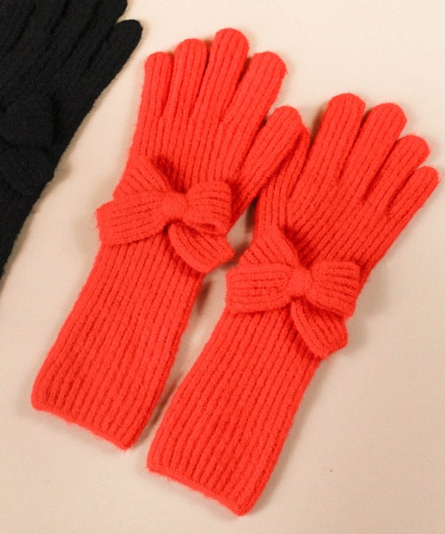 Casselini（キャセリーニ）の「Casselini(キャセリーニ)ロングニットリボングローブ（手袋・レディース・レッド/ベージュ/ブラック・FREE）」の10枚目の写真