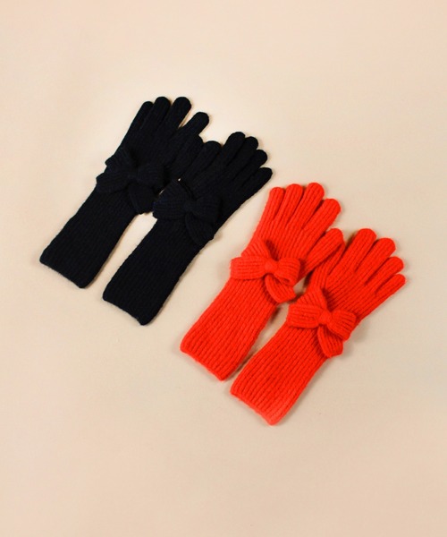 Casselini（キャセリーニ）の「Casselini(キャセリーニ)ロングニットリボングローブ（手袋・レディース・レッド/ベージュ/ブラック・FREE）」の8枚目の写真