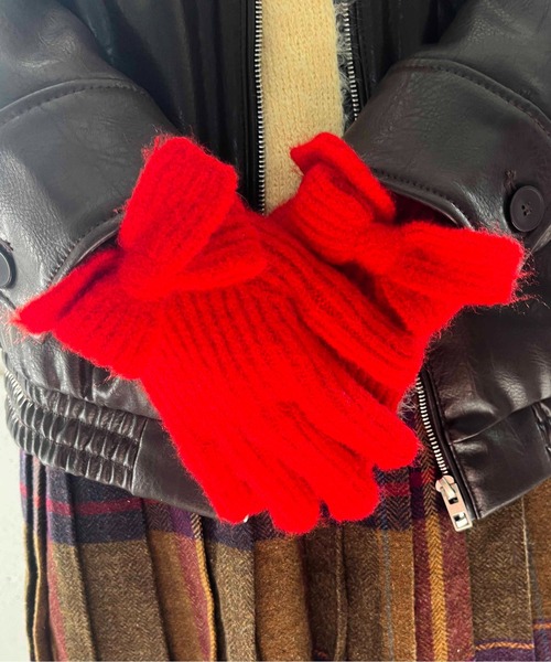 Casselini（キャセリーニ）の「Casselini(キャセリーニ)ロングニットリボングローブ（手袋・レディース・レッド/ベージュ/ブラック・FREE）」の17枚目の写真