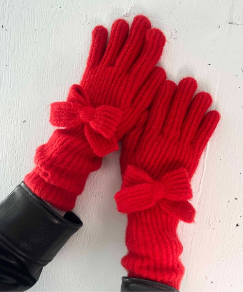 Casselini（キャセリーニ）の「Casselini(キャセリーニ)ロングニットリボングローブ（手袋・レディース・レッド/ベージュ/ブラック・FREE）」の19枚目の写真