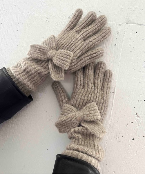 Casselini（キャセリーニ）の「Casselini(キャセリーニ)ロングニットリボングローブ（手袋・レディース・レッド/ベージュ/ブラック・FREE）」の15枚目の写真