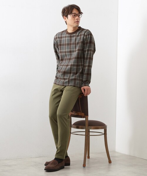 THE SHOP TK （ザ ショップ ティーケー ）の「チェックジャカードプルオーバー（Tシャツ/カットソー・メンズ・ブルー系その他3/ダークブラウン系1/ベージュ系その他5・02/03/04）」の6枚目の写真