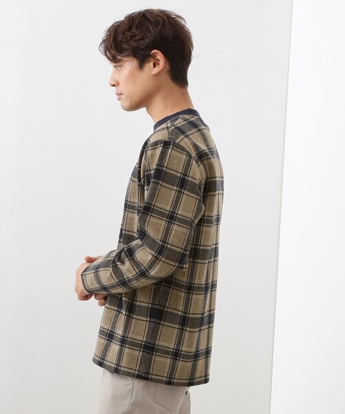 THE SHOP TK （ザ ショップ ティーケー ）の「チェックジャカードプルオーバー（Tシャツ/カットソー・メンズ・ブルー系その他3/ダークブラウン系1/ベージュ系その他5・02/03/04）」の8枚目の写真