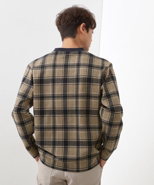 THE SHOP TK （ザ ショップ ティーケー ）の「チェックジャカードプルオーバー（Tシャツ/カットソー・メンズ・ブルー系その他3/ダークブラウン系1/ベージュ系その他5・02/03/04）」の9枚目の写真