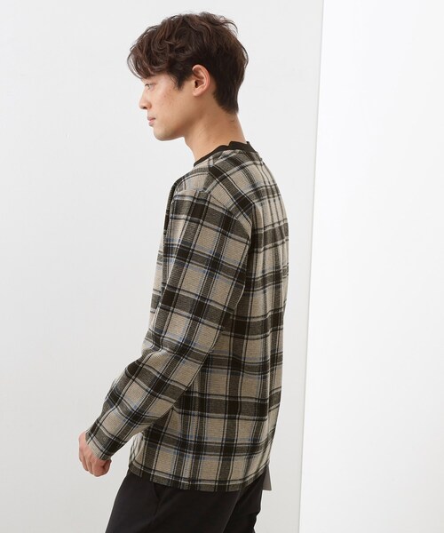 THE SHOP TK （ザ ショップ ティーケー ）の「チェックジャカードプルオーバー（Tシャツ/カットソー・メンズ・ブルー系その他3/ダークブラウン系1/ベージュ系その他5・02/03/04）」の12枚目の写真