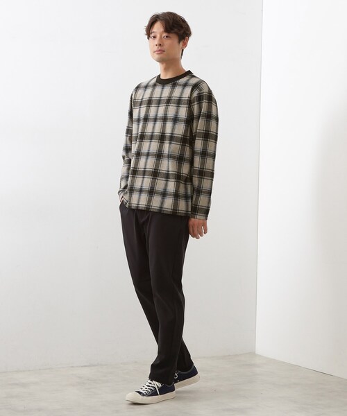 THE SHOP TK （ザ ショップ ティーケー ）の「チェックジャカードプルオーバー（Tシャツ/カットソー・メンズ・ブルー系その他3/ダークブラウン系1/ベージュ系その他5・02/03/04）」の14枚目の写真