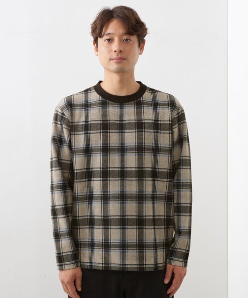 THE SHOP TK （ザ ショップ ティーケー ）の「チェックジャカードプルオーバー（Tシャツ/カットソー・メンズ・ブルー系その他3/ダークブラウン系1/ベージュ系その他5・02/03/04）」の16枚目の写真