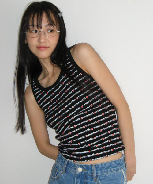 RONRON(ロンロン)の「ALL OVER PRINT SLEEVELESS BLACK(Tシャツ/カットソー・レディース・その他・FREE)」の1枚目の写真
