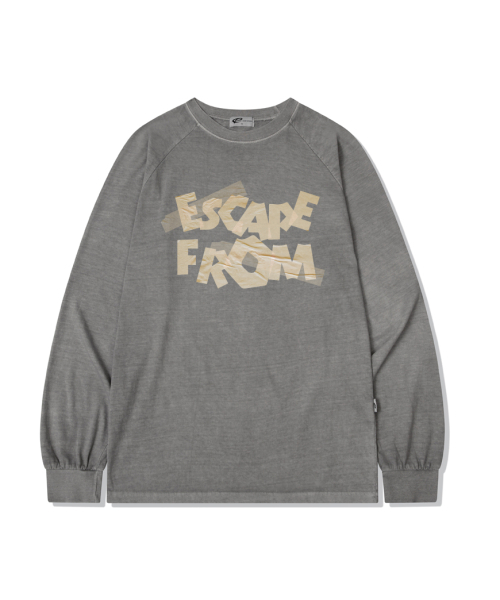 ESCAPEFROM（エスケープフロム）の「テープロゴプリントオーバーサイズピグメントロングスリーブ [4色]（Tシャツ/カットソー・レディース・ブルー/グレー/バーガンディー/ブラウン・MEDIUM）」の5枚目の写真