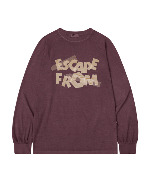 ESCAPEFROM（エスケープフロム）の「テープロゴプリントオーバーサイズピグメントロングスリーブ [4色]（Tシャツ/カットソー・レディース・ブルー/グレー/バーガンディー/ブラウン・MEDIUM）」の6枚目の写真