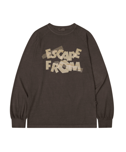 ESCAPEFROM（エスケープフロム）の「テープロゴプリントオーバーサイズピグメントロングスリーブ [4色]（Tシャツ/カットソー・レディース・ブルー/グレー/バーガンディー/ブラウン・MEDIUM）」の7枚目の写真