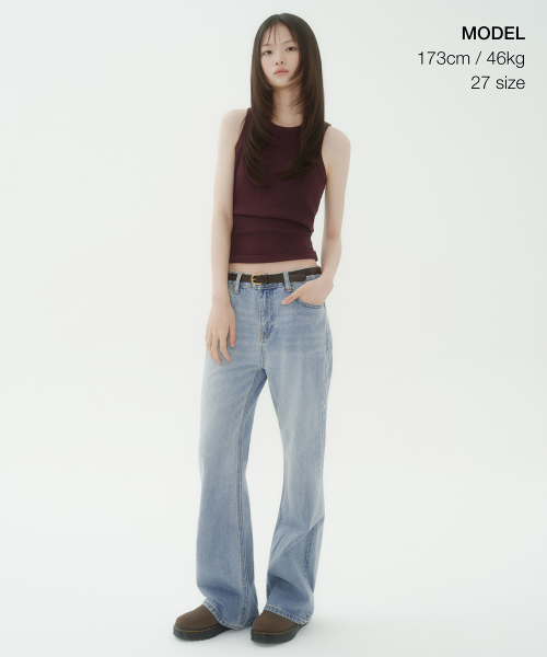 MUSINSA STANDARD WOMAN（ムシンサスタンダードウーマン）の「ウィメンズブーツカットデニムパンツ[ライトインディゴ]（デニムパンツ・レディース・その他・29/30/24/25/26/27/28）」の12枚目の写真