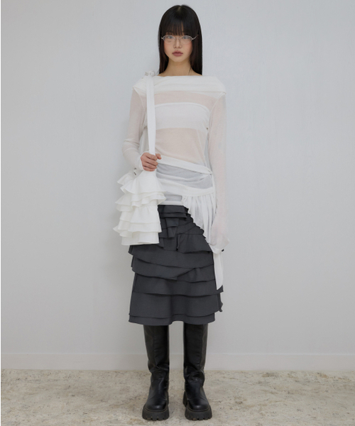 FLAREUP（フレアアップ）の「フェイフリルバッグ（FL-733_ホワイト）（ショルダーバッグ・レディース・ホワイト・OS）」の5枚目の写真