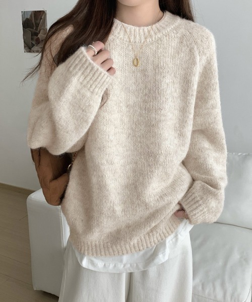 Miniministore(ミニミニストア)の「もちもちニットトップスきれいめセーター冬(ニット/セーター・レディース・ベージュ/チャコールグレー/アイボリー・FREE)」の5枚目の写真