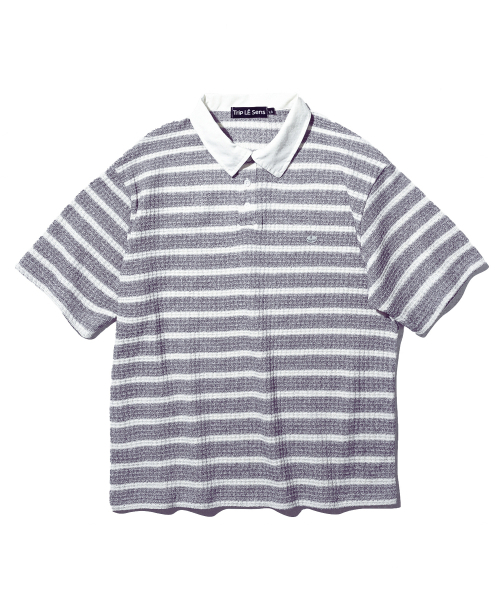 TRIP LE SENS(トリップ ル センス)の「サーファーストライプワッフルカラーTシャツ_ブラック(ポロシャツ・メンズ・その他・MEDIUM/LARGE)」の6枚目の写真