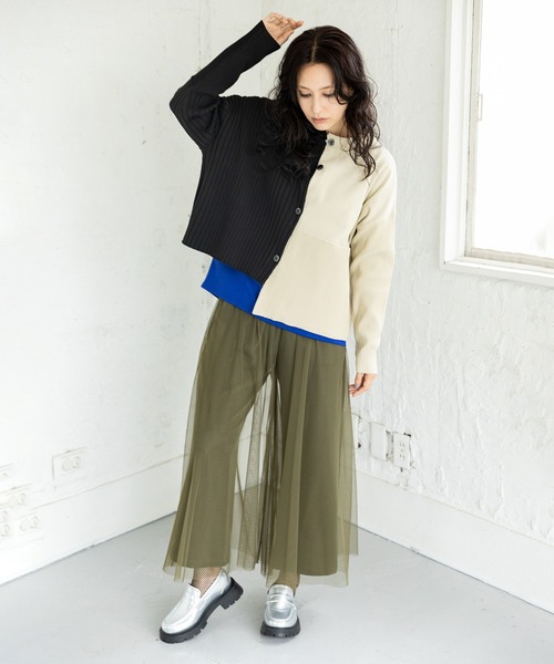 オズモーシス（OSMOSIS）/2WAYバイカラーニットカーディガン セール】2WAYバイカラーニットカーディガン（カーディガン/ボレロ