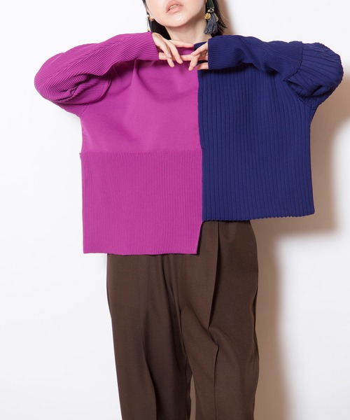 セール】2WAYバイカラーニットカーディガン（カーディガン/ボレロ