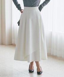 【今すぐお届け！・お上品シルエット】アシメラップ風フレアスカート
