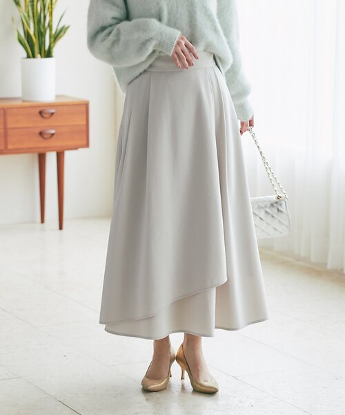 La boutique BonBon(ラブティックボンボン)の「【今すぐお届け!・お上品シルエット】アシメラップ風フレアスカート(スカート・レディース・オフホワイト/グレイッシュベージュ/ピンク・36/38)」の20枚目の写真