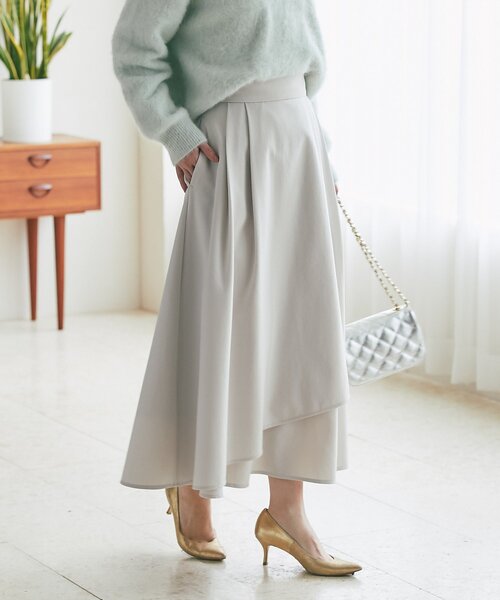 La boutique BonBon(ラブティックボンボン)の「【今すぐお届け!・お上品シルエット】アシメラップ風フレアスカート(スカート・レディース・オフホワイト/グレイッシュベージュ/ピンク・36/38)」の21枚目の写真