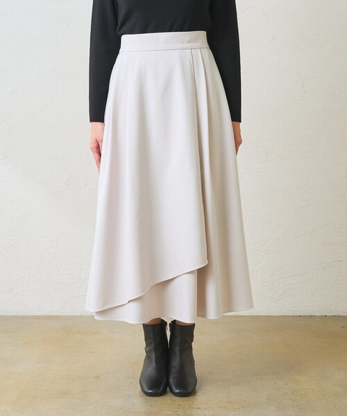 La boutique BonBon(ラブティックボンボン)の「【春まで使える!・お上品シルエット】アシメラップ風フレアスカート(スカート・レディース・オフホワイト/グレイッシュベージュ/ピンク・36/38)」の13枚目の写真