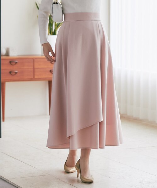 La boutique BonBon(ラブティックボンボン)の「【春まで使える!・お上品シルエット】アシメラップ風フレアスカート(スカート・レディース・オフホワイト/グレイッシュベージュ/ピンク・36/38)」の21枚目の写真