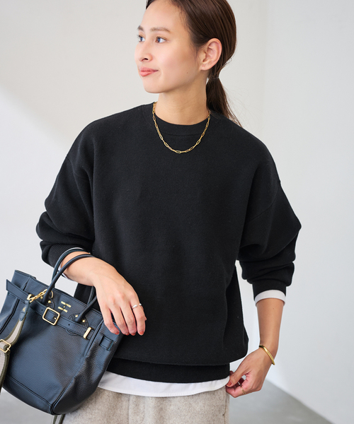 美品　フレームワーク　カレッジロゴクルーネックニット　カシミア混 FRAMeWORK（フレームワーク）の「カレッジロゴクルーネックプル