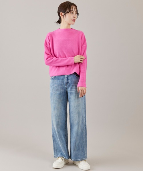 INED（イネド）の「モックネックプルオーバーニット（ニット/セーター・レディース・チェリーピンク/チャコールグレー/オフホワイト/サックスブルー・9号/11号）」の12枚目の写真