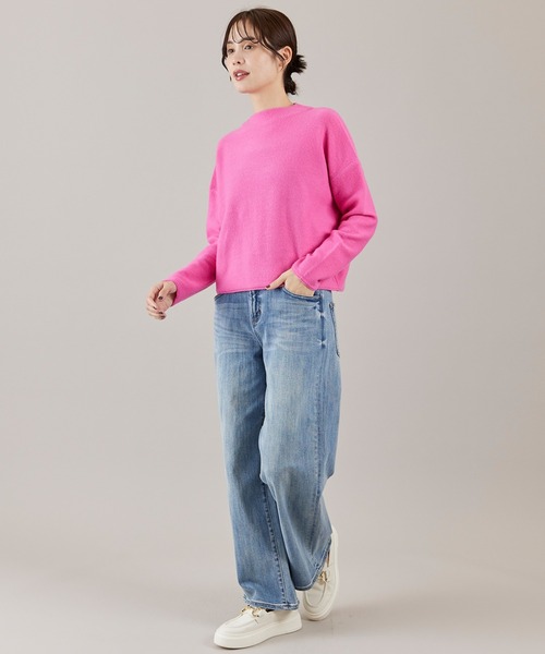 INED（イネド）の「モックネックプルオーバーニット（ニット/セーター・レディース・チェリーピンク/チャコールグレー/オフホワイト/サックスブルー・9号/11号）」の13枚目の写真