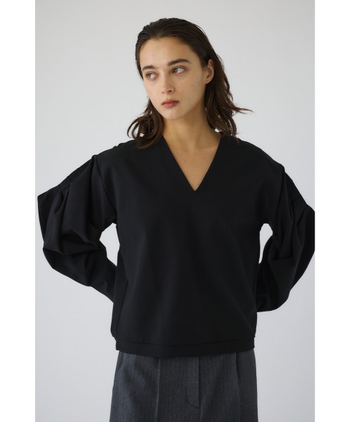 RIM.ARK（リムアーク）の「Volume sleeve v-neck PO ボリュームスリーブブイネックプルオーバー（Tシャツ/カットソー・レディース・ライトグレー/ブラック/ネイビー・FREE）」の8枚目の写真