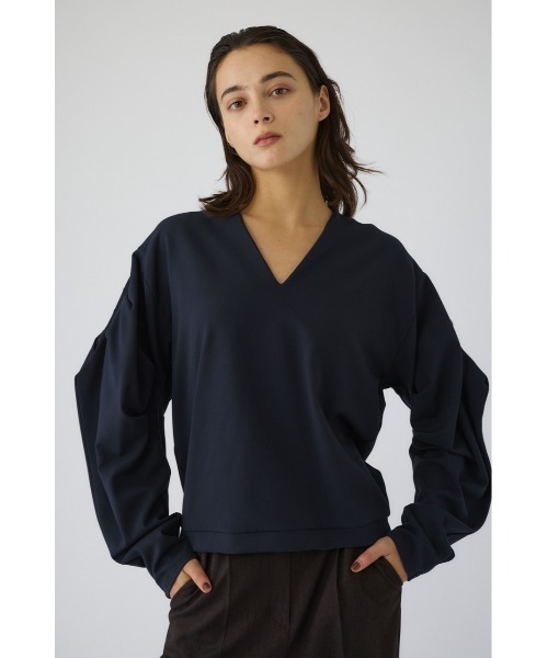RIM.ARK（リムアーク）の「Volume sleeve v-neck PO ボリュームスリーブブイネックプルオーバー（Tシャツ/カットソー・レディース・ライトグレー/ブラック/ネイビー・FREE）」の21枚目の写真