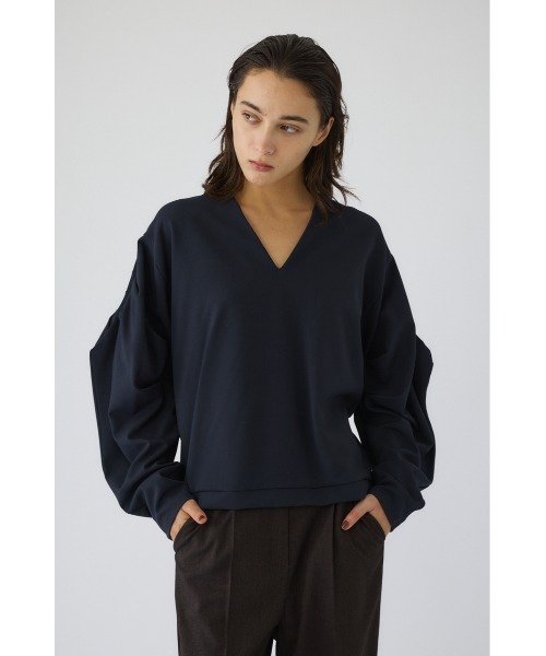 RIM.ARK（リムアーク）の「Volume sleeve v-neck PO ボリュームスリーブブイネックプルオーバー（Tシャツ/カットソー・レディース・ライトグレー/ブラック/ネイビー・FREE）」の22枚目の写真