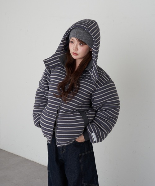 RAY CASSIN（レイカズン）の「カットロゴダウン（ダウンジャケット/コート・レディース・グレー/チャコールグレー/グレー系その他2・FREE）」の5枚目の写真