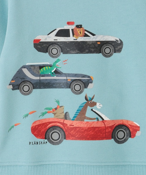 kladskap(クレードスコープ)の「動物と恐竜と車トレーナー(スウェット・キッズ・マスタード/サックスブルー・90cm/100cm/110cm/120cm/130cm)」の6枚目の写真