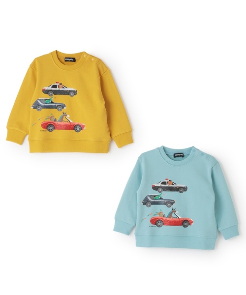 kladskap(クレードスコープ)の「動物と恐竜と車トレーナー(スウェット・キッズ・マスタード/サックスブルー・90cm/100cm/110cm/120cm/130cm)」の10枚目の写真