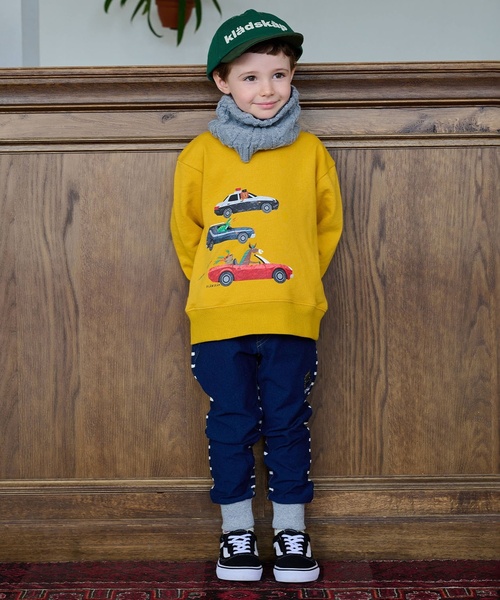 kladskap(クレードスコープ)の「動物と恐竜と車トレーナー(スウェット・キッズ・マスタード/サックスブルー・90cm/100cm/110cm/120cm/130cm)」の14枚目の写真